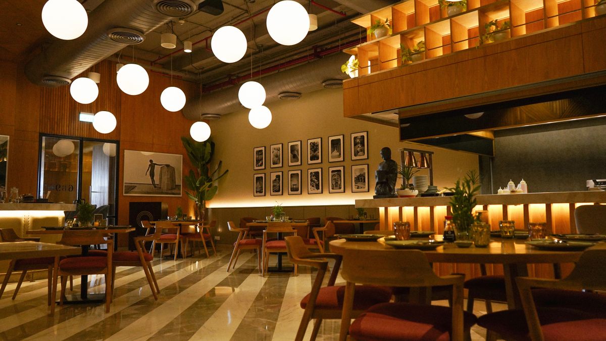 Warm neighborhood restaurant and café interior